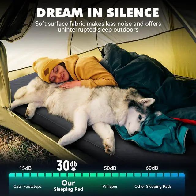 Alt view image 4 of 7 - 4" Thick Self Inflating Sleeping Pad with Electric Pump, Foam & Air Camping Mattress, 9.5 R-Value Insulated Sleeping Mat, Portable All Season Camping Pad for Tent, Car, Cot
