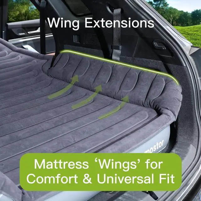Alt view image 5 of 7 - SUV Air Mattress with Wireless Removable 3-in-1 Built-in Pump & Mattress 'Wings' | 7-inch Height Car Mattress for Mid/Large SUVs, Trucks, Minivans, Supports 660lbs  Ideal for Road Trips & Camping