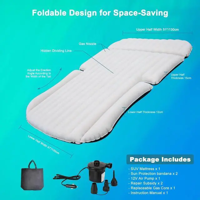 Alt view image 4 of 7 - Double-Sided-Thick Flocked SUV Air Mattress Built-in Pillow with Pump Car Mattress | Leakproof Comfortable Durable Car Air Mattress| for Auto Camping, Road Trip