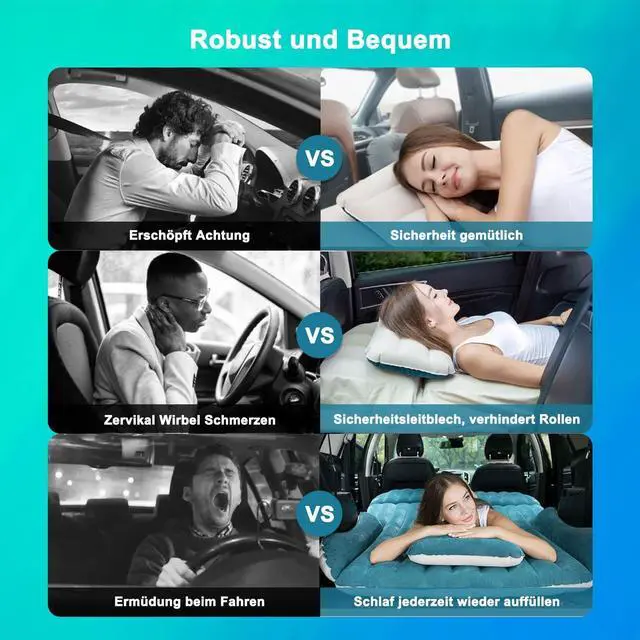 Alt view image 6 of 7 - Double-Sided-Thick Flocked SUV Air Mattress Built-in Pillow with Pump Car Mattress | Leakproof Comfortable Durable Car Air Mattress| for Auto Camping, Road Trip