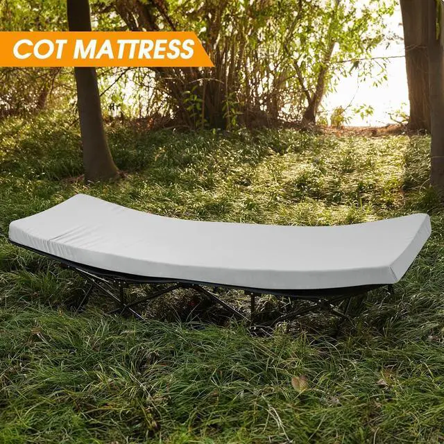 Alt view image 6 of 7 - Camping Cot Mattress 2in Memory Foam Sleeping Pad,Soft Warm Non-Slip Camping Mattress Topper with Retaining for Adults,Portable Roll up Pad for Travel(75 x30)only Mattress