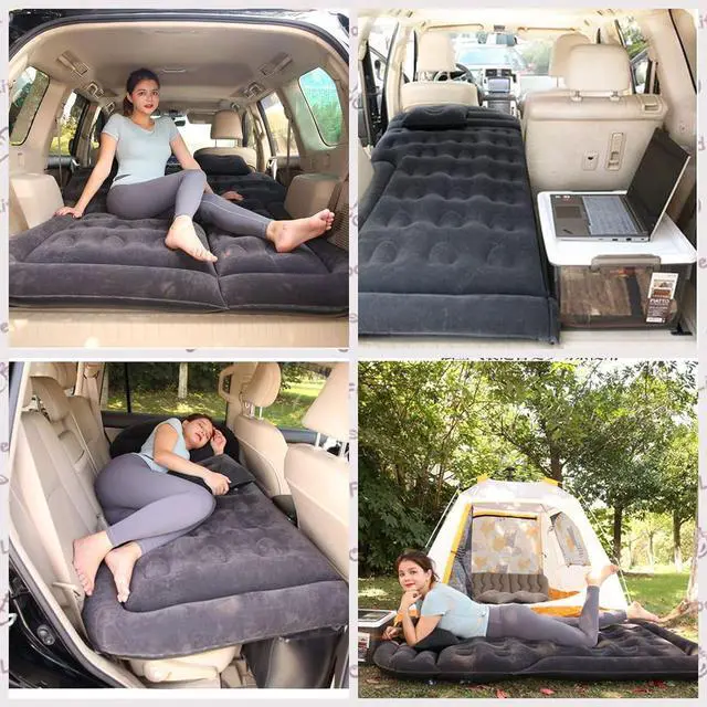 Alt view image 6 of 7 - Inflatable SUV Air Mattress,Thickened Flocking Inflatable Car Camping Travel Air Mattress with 2 Pillows & Air Pump,Portable Car Sleeping Bed for SUV|MPV|Minivan