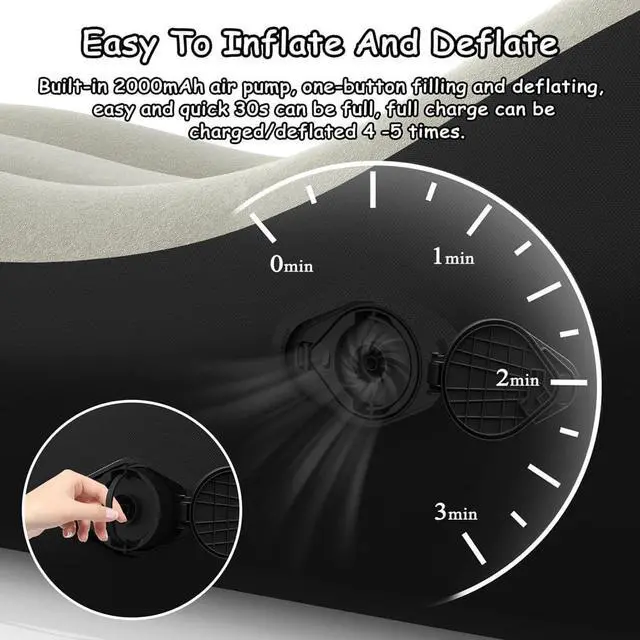 Alt view image 4 of 5 - Auto Inflatable Lounger Air Sofa, Portable Auto Inflatable Couch Air Sofa Bed Lazy Lounger Chair Cozy Sleeping Camping Sofa Bed for Outdoor and Indoor Use
