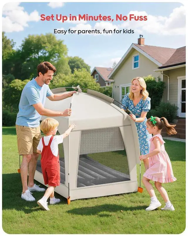 Alt view image 5 of 7 - Inflatable Toddler Travel Bed with Tent  Lightweight Blow Up Kids Air Mattress with Hand Pump  Indoor & Outdoor Portable Sleeping Solution for Camping, Travel, Home, Grandmas  Ages 3+