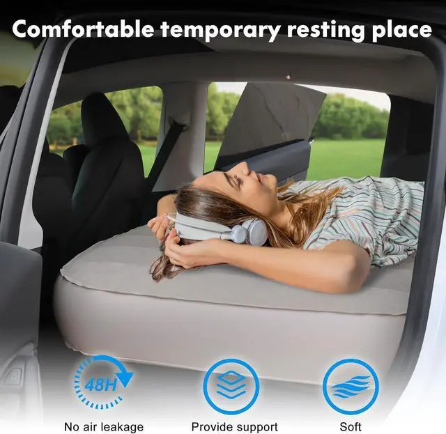 Alt view image 3 of 7 - Customized for Tesla Model Y Mattress, Self-Inflating Portable Camping Mattress, Tesla Model Y Accessories 2025-2021, Comfort Car Sleeping Mattress with Cordless Charging Air Pump,Storage Bag