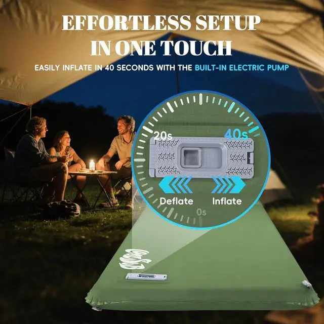 Alt view image 4 of 7 - Camping Sleeping Pad Self Inflating Sleeping Pad with Electric Pump, 3.2" Ultra-Thick Memory Foam Sleeping Mat with Pillow, Camping Mattress Compact for Backpacking Hiking Traveling