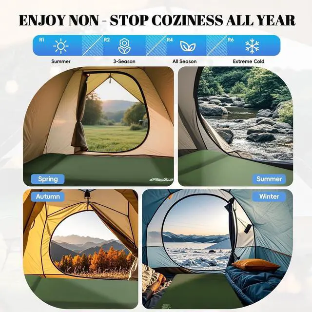 Alt view image 6 of 7 - Camping Sleeping Pad Self Inflating Sleeping Pad with Electric Pump, 3.2" Ultra-Thick Memory Foam Sleeping Mat with Pillow, Camping Mattress Compact for Backpacking Hiking Traveling