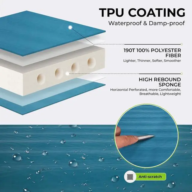 Alt view image 3 of 7 - Camping Self-Inflating Sleeping Pad, Single Twin Size air Foam Mattress Cot with Pump Sack for Tents Car Van Outdoor Home