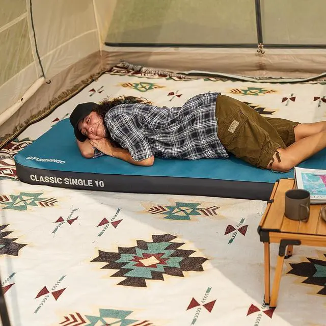 Alt view image 4 of 7 - Camping Self-Inflating Sleeping Pad, Single Twin Size air Foam Mattress Cot with Pump Sack for Tents Car Van Outdoor Home