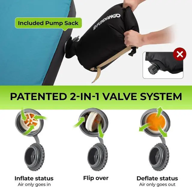 Alt view image 7 of 7 - Camping Self-Inflating Sleeping Pad, Single Twin Size air Foam Mattress Cot with Pump Sack for Tents Car Van Outdoor Home