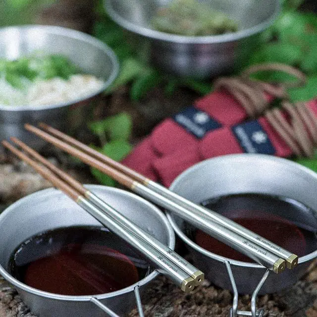 Alt view image 5 of 5 - Wabuki Chopsticks - Collapsible Stainless Steel Chopsticks with Case - Reusable Utensils Perfect for Camping & Travel - L