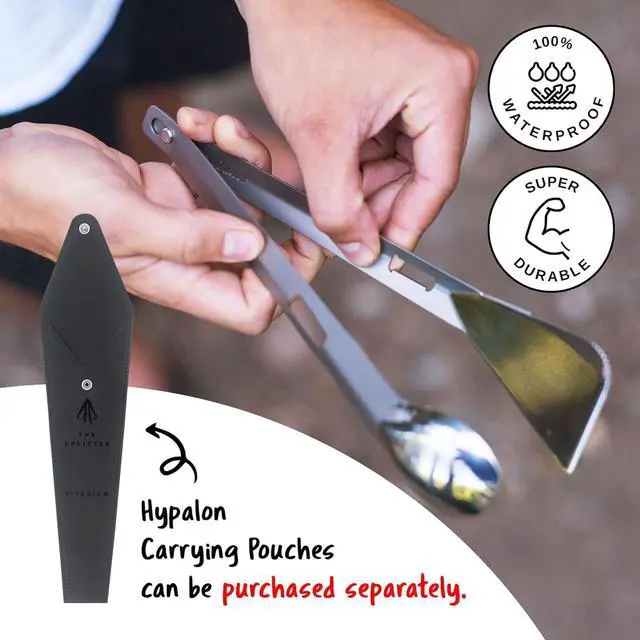 Alt view image 5 of 6 - - The Splitter Titanium Multi-Utensil Set  Compact, Lightweight Silver Spork, Tongs, Spatula & Ladle  Durable Cooking Kit for Camping, BBQ, Backpacking, Travel & Outdoor Adventures