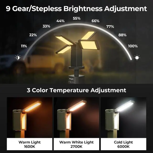 Alt view image 4 of 7 - Camping Light, Telescopic Rechargeable Camping Lantern, 13400mAh Rotatable Electric Outdoor Lamp, IPX5 Waterproof, Portable Light for Camping, Hiking, Power Outage, Adventure, Emergency Use