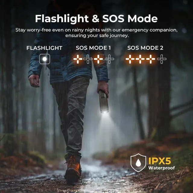 Alt view image 6 of 7 - Camping Light, Telescopic Rechargeable Camping Lantern, 13400mAh Rotatable Electric Outdoor Lamp, IPX5 Waterproof, Portable Light for Camping, Hiking, Power Outage, Adventure, Emergency Use