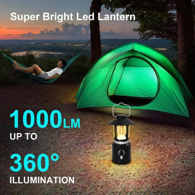 Alt view image 4 of 7 - Telescopic LED Camping Lantern, 8000mAh Battery Powered Vintage Camping Lights, 3 Light Modes,Stepless Dimming Tent Lights, Portable Emergency Light for Power Outages, Outdoor Work, Hurricane, Hiking