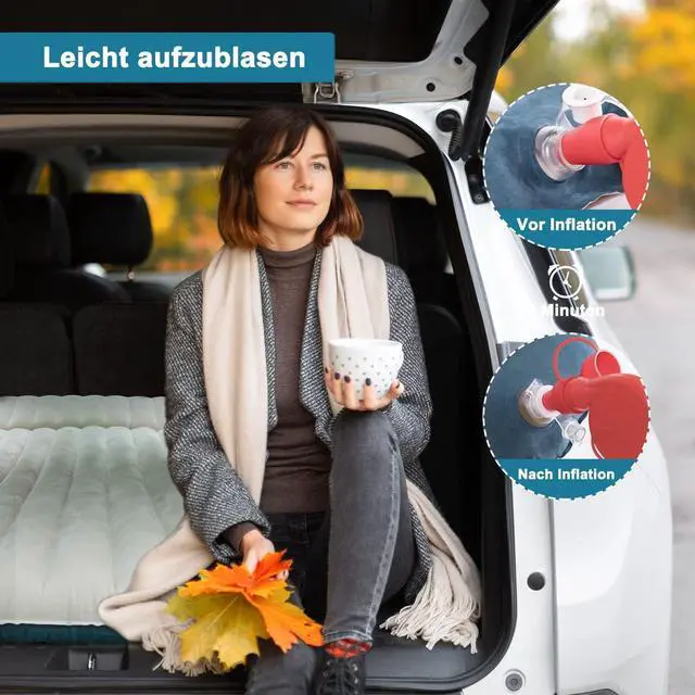 Alt view image 5 of 7 - Double-Sided-Thick Flocked SUV Air Mattress Built-in Pillow with Pump Car Mattress | Leakproof Comfortable Durable Car Air Mattress| for Auto Camping, Road Trip