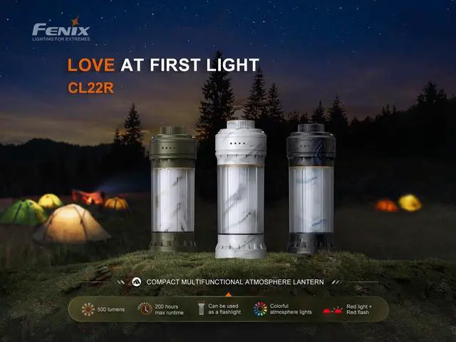 Alt view image 2 of 7 - CL22R 500 Lumen Compact Lantern, USB-C Rechargeable and Multifunctional with Red Light and Colorful Ambient Lights for Camping, Hiking, Fishing (Polar Night Black)