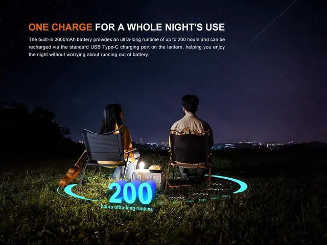 Alt view image 4 of 7 - CL22R 500 Lumen Compact Lantern, USB-C Rechargeable and Multifunctional with Red Light and Colorful Ambient Lights for Camping, Hiking, Fishing (Polar Night Black)