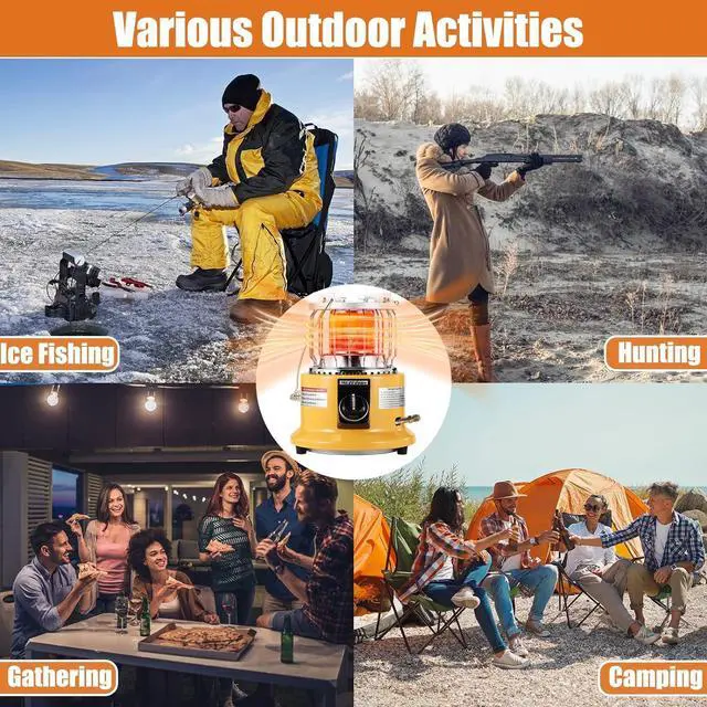 Alt view image 6 of 6 - 2 in 1 Propane Heater & Stove, 13000 BTU Portable Propane Heater Indoor with Handle, Outdoor Heater Gas Stove for Patio, Camping, Tent, Ice Fishing, Garage