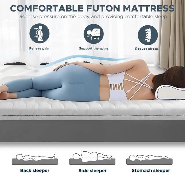 Alt view image 4 of 7 - Japanese Floor Mattress, 100% High Density Comfortable Foam, 4" Thicken Foldable Mattress Tatami Mat Sleeping Pad, Ideal for Comfort and Support, Kids Floor Lounger Pillow Bed Sofa (Twin