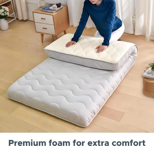 Alt view image 5 of 7 - Japanese Floor Mattress, 100% High Density Comfortable Foam, 4" Thicken Foldable Mattress Tatami Mat Sleeping Pad, Ideal for Comfort and Support, Kids Floor Lounger Pillow Bed Sofa (Twin