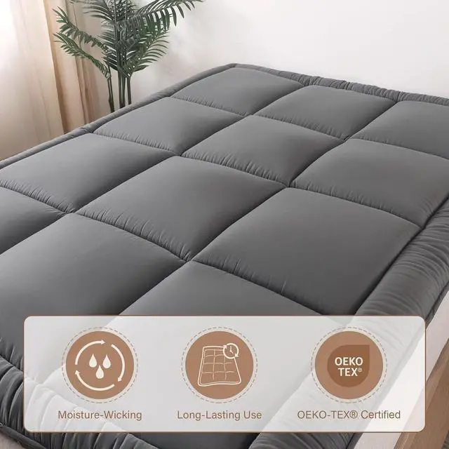 Alt view image 7 of 7 - Japanese Floor Mattress Futon Mattress 3" Grey Tatami Mat Shredded Memory Foam Filled Sleeping Pad, Foldable & Portable Roll Up Lounger Camping Bed for Kids and Adult,Twin Size 39"x 80"
