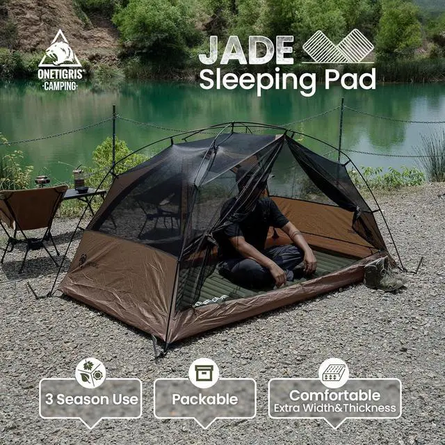 Alt view image 3 of 7 - Camping Sleeping Pad, Jade Ultralight Camping Mattress 2.8 R-Value Inflatable Sleeping Pads Compact for Camping Backpacking Hiking Traveling Tent 28.3 Extra-Wide with Patch-up Kit