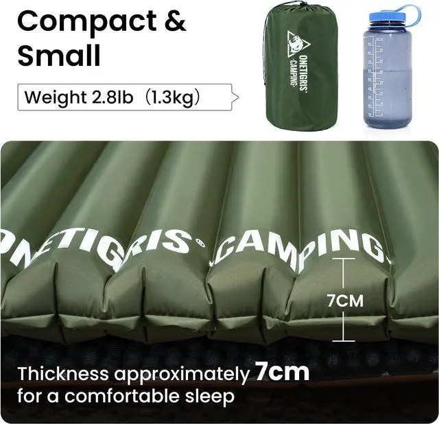 Alt view image 4 of 7 - Camping Sleeping Pad, Jade Ultralight Camping Mattress 2.8 R-Value Inflatable Sleeping Pads Compact for Camping Backpacking Hiking Traveling Tent 28.3 Extra-Wide with Patch-up Kit