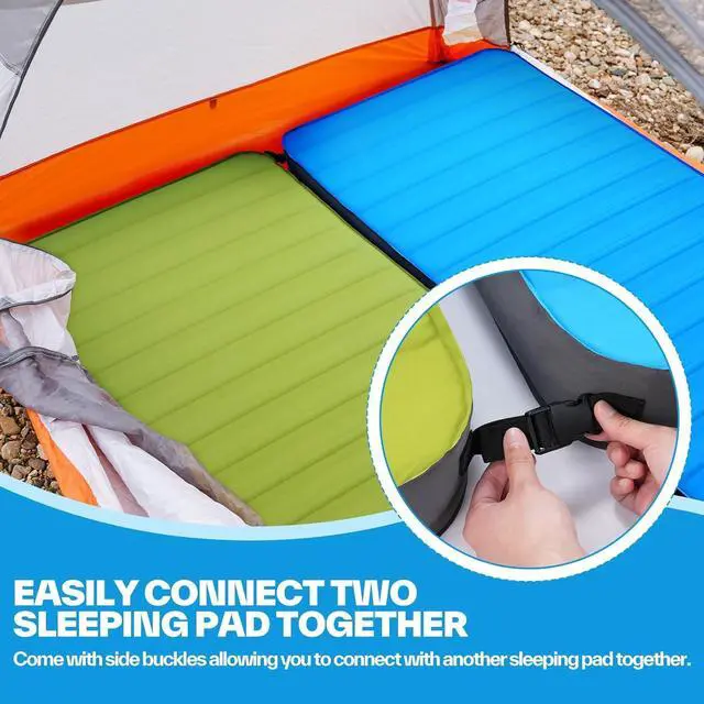 Alt view image 5 of 7 - Sleeping Pad for Camping: 4" Ultra-Thick Air & Foam Camping Mattress with 10 R Value, 4-Season Large Size 78" x 30" Self-Inflating Sleeping Pad for Camp/Travel/Car/Tent, Easy to Inflate