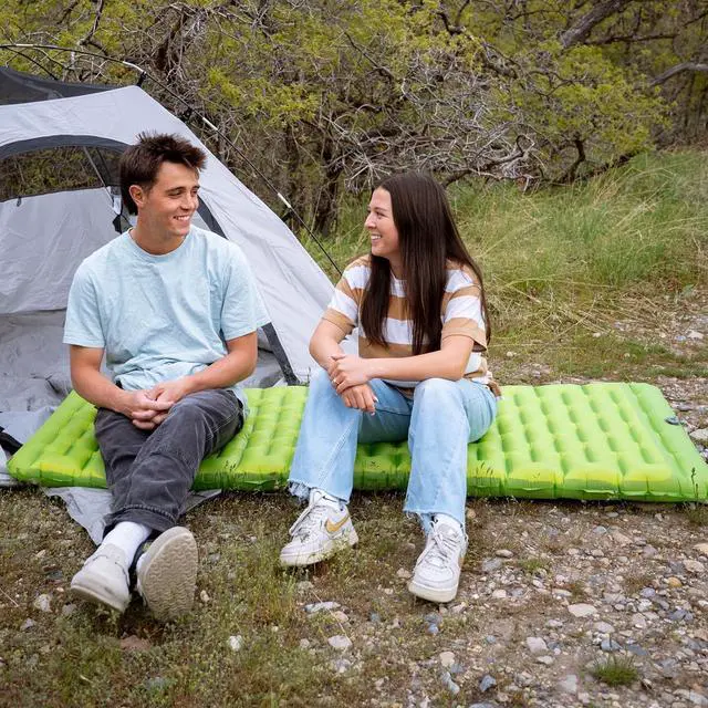 Alt view image 4 of 6 - ThermAir Backpacking Sleeping Pad, 6 R-Value Insulated Ultralight Inflatable Sleeping Pad Folding Camping Mattress with 7 Layers & Storage Bag for Camping Backpacking, Wide Long Size (72"x25")