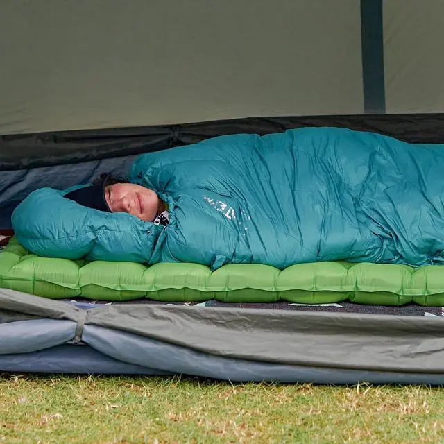 Alt view image 5 of 6 - ThermAir Backpacking Sleeping Pad, 6 R-Value Insulated Ultralight Inflatable Sleeping Pad Folding Camping Mattress with 7 Layers & Storage Bag for Camping Backpacking, Wide Long Size (72"x25")