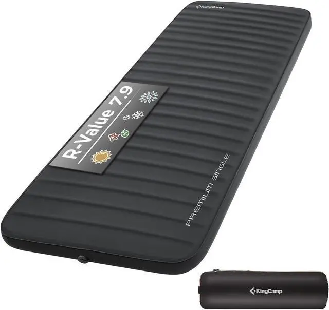 Main image of Self Inflating Sleeping Pad, R 7.9 Air & Foam Sleeping Pad for Camping All Seasons, 3" Thick Single Camping Mattress for Camp Tent Outdoor Car, PVC Free (Black)