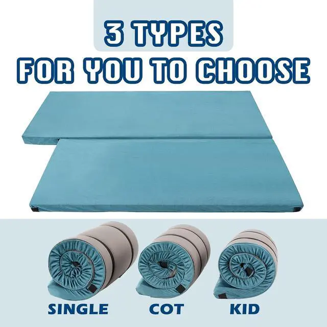 Alt view image 7 of 7 - Foam Camping Mattress - Roll Up Sleeping Mat for Cot, Foam Sleeping Pad for Camping with Cover for Kids, Adults, Portable Camping Mat, Camping Pad for Bed, Car