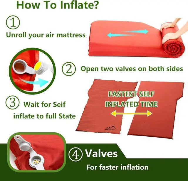 Alt view image 4 of 6 - Self Inflating Car Sleeping Pad for Camping, Thick Memory Foam Car Camping Mattress with Pillow, 9.0 R-Value SUV Mattress Camping Bed Suitable for Car Travel, Hiking, Backpacking