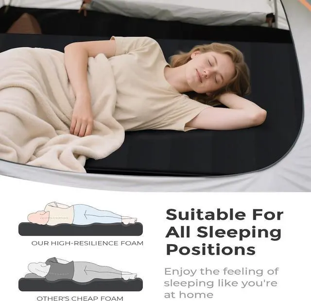 Alt view image 4 of 7 - Self-Inflating Sleeping Pad with Portable Electric Air Pump, 4in Thick Memory Foam Camping Mattress for Tent Cot & Car Travel, Fast Inflate & Deflate Camping Pad