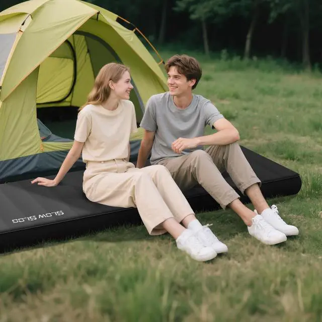 Alt view image 7 of 7 - Self-Inflating Sleeping Pad with Portable Electric Air Pump, 4in Thick Memory Foam Camping Mattress for Tent Cot & Car Travel, Fast Inflate & Deflate Camping Pad