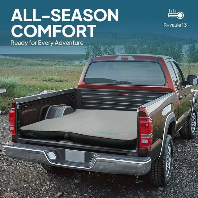 Alt view image 5 of 6 - Truck Bed Camping Air Mattress with Foam, Self Inflating Sleeping Pad for Full Size 6-6.5FT with Pump Sack, 4.5" Thick