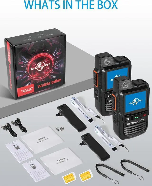 Alt view image 6 of 7 - 2-Pack Global Walkie Talkies with Sim Cards - Handheld PoC Two Way Radios Unlimited Range - Rechargeable PTT Push to Talk Over Cellular Radio Long Range (G0)