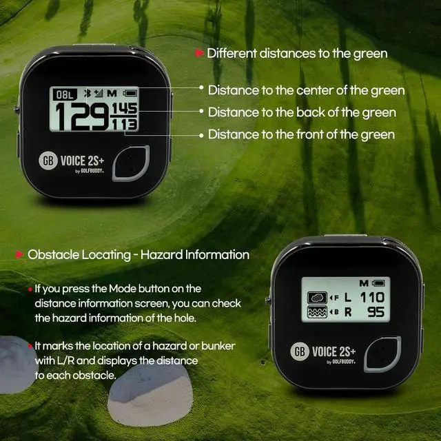 Alt view image 3 of 7 - GOLFBUDDY Voice 2S+ Talking GPS Rangefinder, Clip on Hat Golf Navigation, Slope Mode on/Off, 18 Hours Battery Life, Shot Distance Measurement, Preloaded with 40,000 Courses Worldwide (Black)