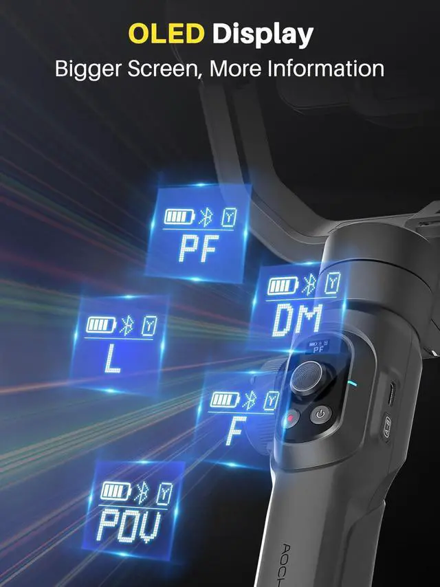 Alt view image 5 of 7 - Professional Gimbal Stabilizer for Smartphone,Built-in 18CM Extension Rod and Powerful Fill Light,360°Inception,Face&Object Tracking Stabilizer,3-Axis iPhone& Android-Smart S2