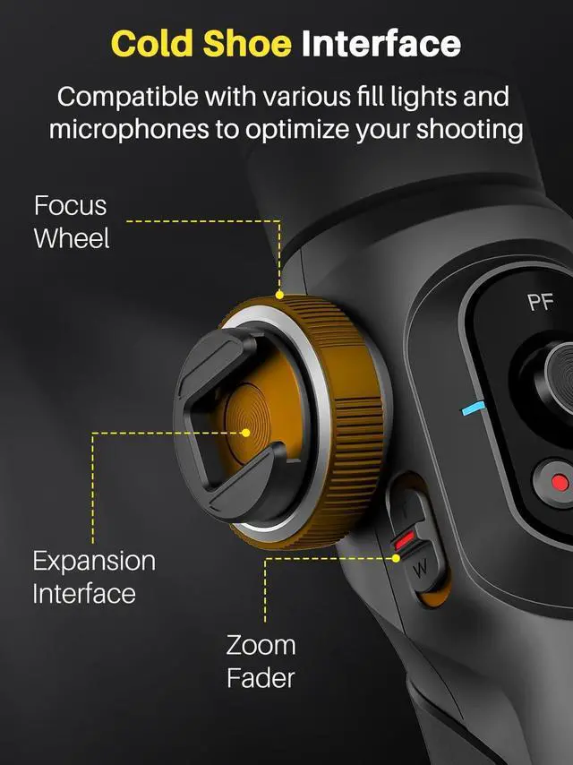 Alt view image 6 of 7 - Professional Gimbal Stabilizer for Smartphone,Built-in 18CM Extension Rod and Powerful Fill Light,360°Inception,Face&Object Tracking Stabilizer,3-Axis iPhone& Android-Smart S2