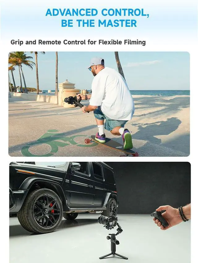 Alt view image 4 of 7 - SCORP Mini-3-Pro Gimbal Stabilizer for Camera Mirrorless/Compact/Action Cameras,Smartphone,18m AI Tracking,Detachable Remote Handle,4.4lbs Payload,3-axis Gimbal for Canon Sony Nikon