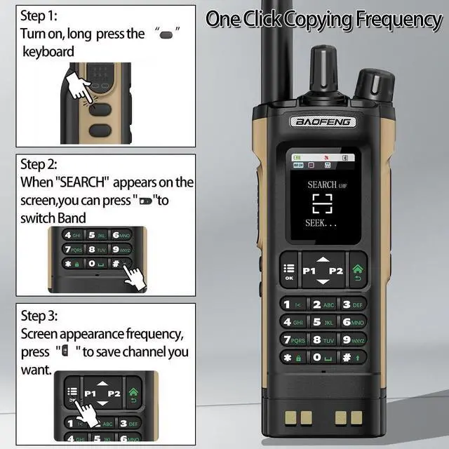 Alt view image 6 of 7 - Ham Radio  Radio UV32 Handheld 10W Rechargeable Walkie Talkies Long Range UV-32 5RM Two Way Radio NOAA Weather Radio with GPS,APP Programming Copy Frequency 2500mAh Battery USB-C Charging