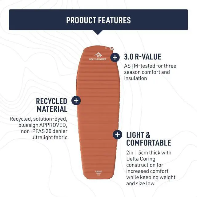 Alt view image 3 of 7 - Pursuit Self-Inflating Sleeping Mat for Camping and Backpacking, Rectangular - Large/Wide (78 x 30 x 2 inches)