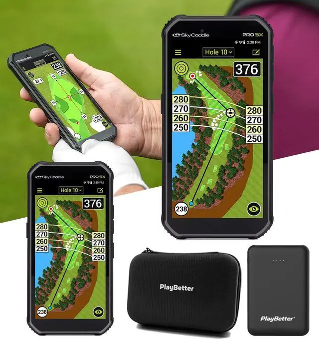 Main image of SkyCaddie PRO 5X Handheld Golf GPS - Power Bundle with  Portable Charger & Protective Hard Case - TruePoint Precision Positioning Technology - 5.5" Display, 35,000 Maps, Dynamic HoleVue