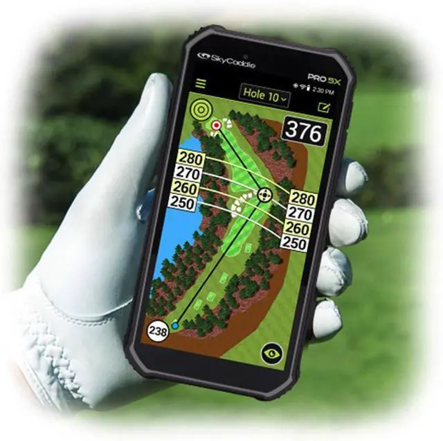 Alt view image 4 of 7 - SkyCaddie PRO 5X Handheld Golf GPS - Power Bundle with  Portable Charger & Protective Hard Case - TruePoint Precision Positioning Technology - 5.5" Display, 35,000 Maps, Dynamic HoleVue