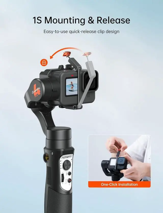 Alt view image 2 of 7 - iSteady Pro 4 3 Axis Gimbal Stabilizer for Gopro Hero 13/12/11/10/9, Bluetooth Control, IPX4 Splashproof, Camera Stabilizer for Video Recording, Compatible with Osmo Camera, Insta360