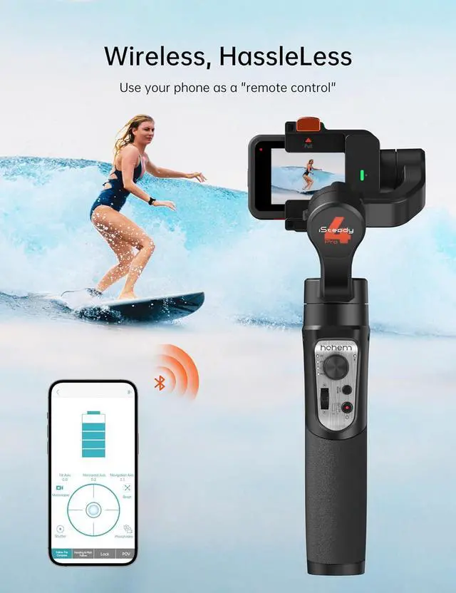 Alt view image 4 of 7 - iSteady Pro 4 3 Axis Gimbal Stabilizer for Gopro Hero 13/12/11/10/9, Bluetooth Control, IPX4 Splashproof, Camera Stabilizer for Video Recording, Compatible with Osmo Camera, Insta360