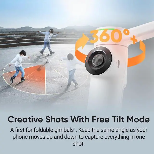 Alt view image 7 of 7 - Flow 2 Pro Grey - Foldable AI Phone Gimbal, Track in 200+ Apps with Apple DockKit, Multi-Person Tracking, 360º Pan Tracking, Built-in Tripod/Selfie Stick, iPhone/Android Portable Stabilizer