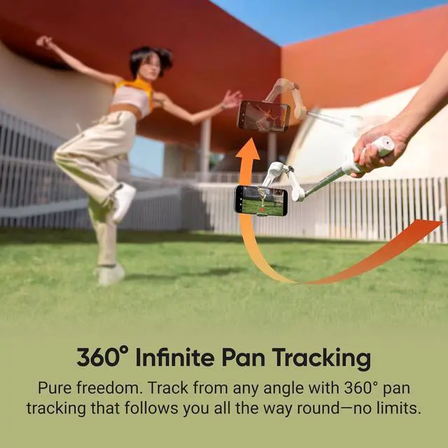 Alt view image 6 of 7 - Flow 2 Pro Grey - Foldable AI Phone Gimbal, Track in 200+ Apps with Apple DockKit, Multi-Person Tracking, 360º Pan Tracking, Built-in Tripod/Selfie Stick, iPhone/Android Portable Stabilizer